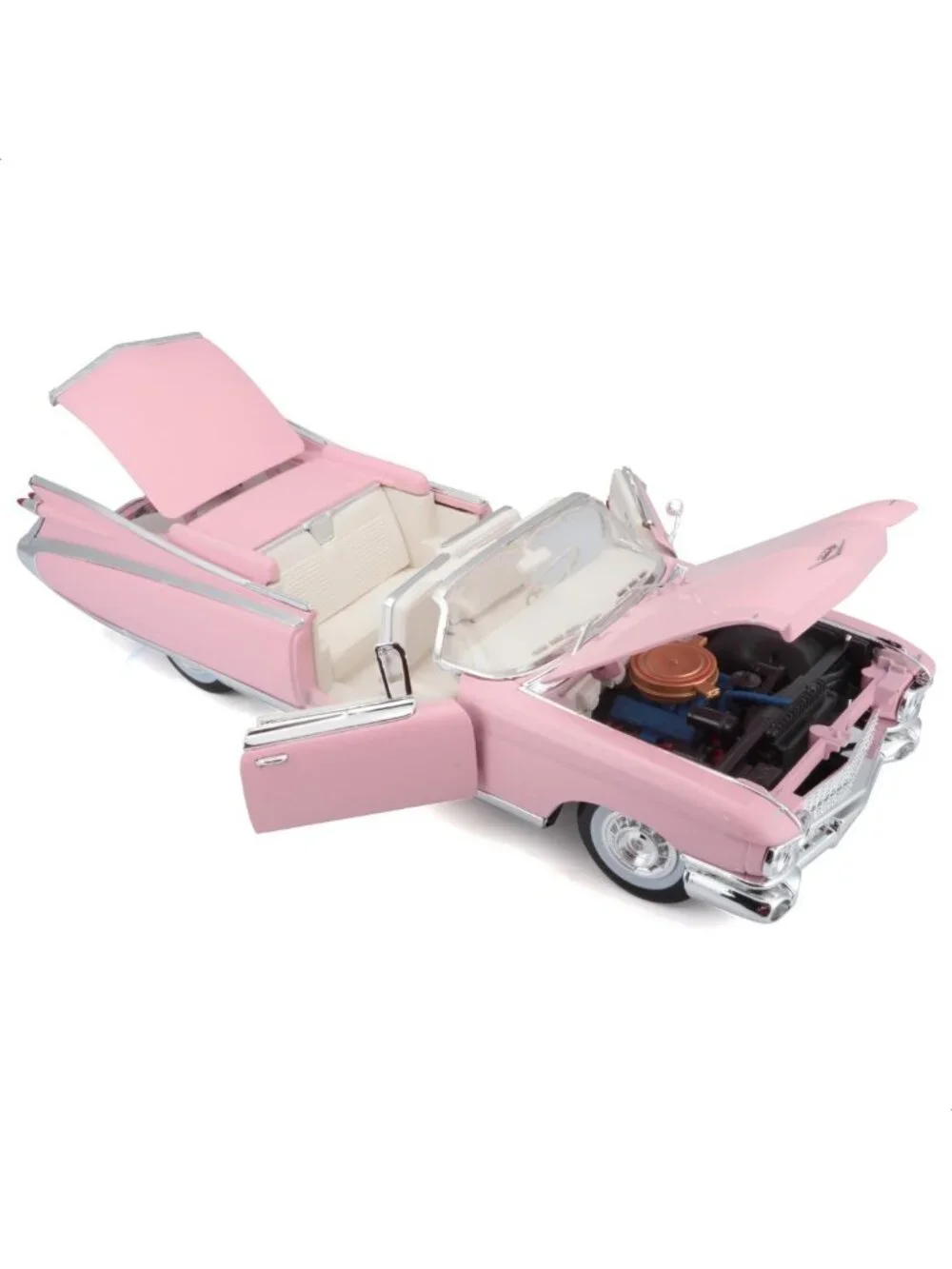 1959 Pink Cadillac Eldorado Biarritz Convertible Diecast Model Car - 1:18 Scale